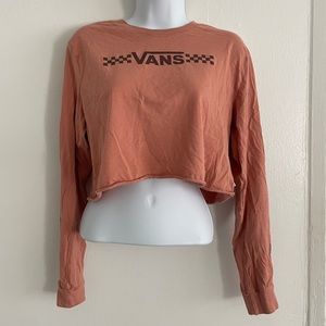 Vans Light Orange Cropped Long Sleeve T Shirt Size M